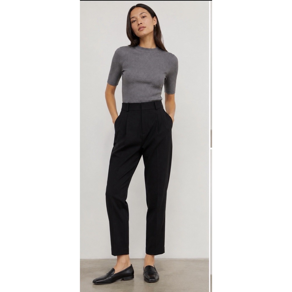 Everlane 100% Wool Pleated Cropped Trouser Pants Sz 4 Tapered Office Minimalist